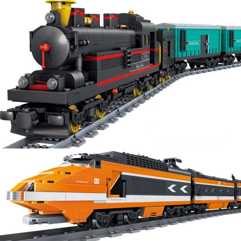 City Series Radio train the Cargo Train Set Building Blocks Bricks RC Train bricks Toys Gifts Toys for Children brinquedo