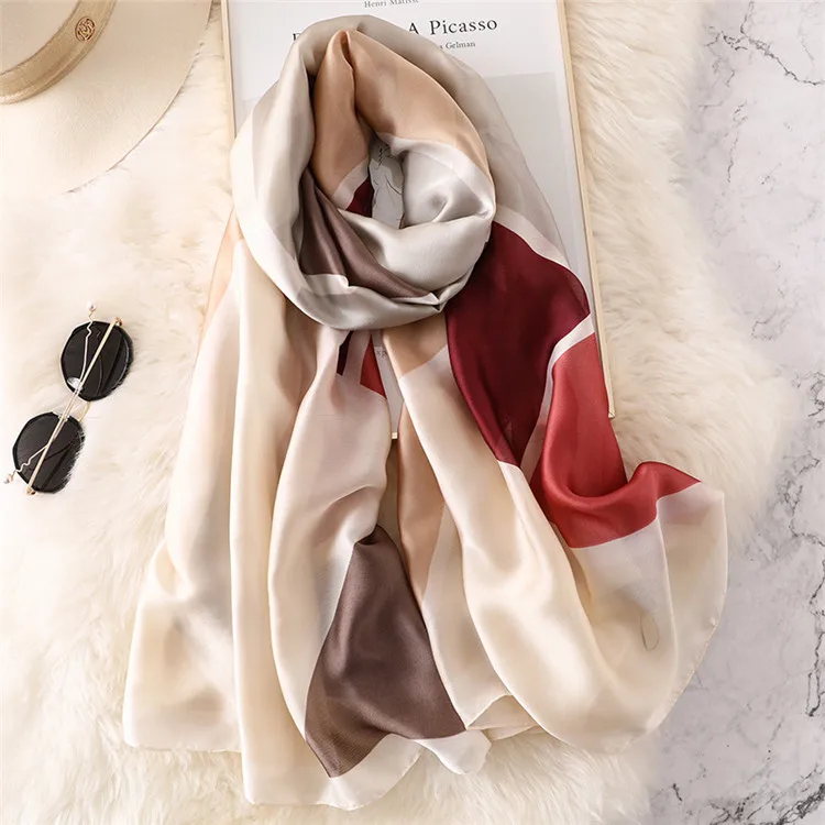 LaMaxPa Luxury Brand New Fashion Summer Silk Scarf For Women/Ladies Pliad Long Wrap and Shawls Beach Hijab Female Foulard - Цвет: 3