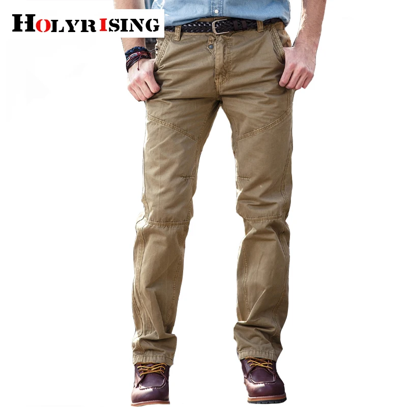 

Holyrising Men Pants 100% Cotton Leisure Pantalones Hombre Pockets Tactical Pants Outdoor Zipper Trousers Szie 29-38 18765-5