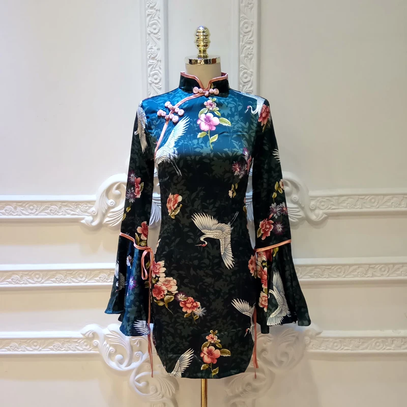 

Chinese Style Dress Cheongsam Qipao Shanghai Tang Japanese Kimono Loose Retro Vintage Ao Dai Vietnam Dress TA1471