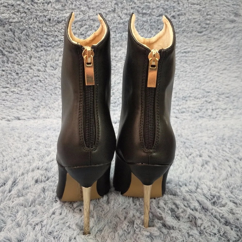 CHMILE CHAU/черная пикантная обувь для вечеринок женские сапоги до середины икры на высокой металлической шпильке zapatos mujer, большие размеры, 3845BT-c2