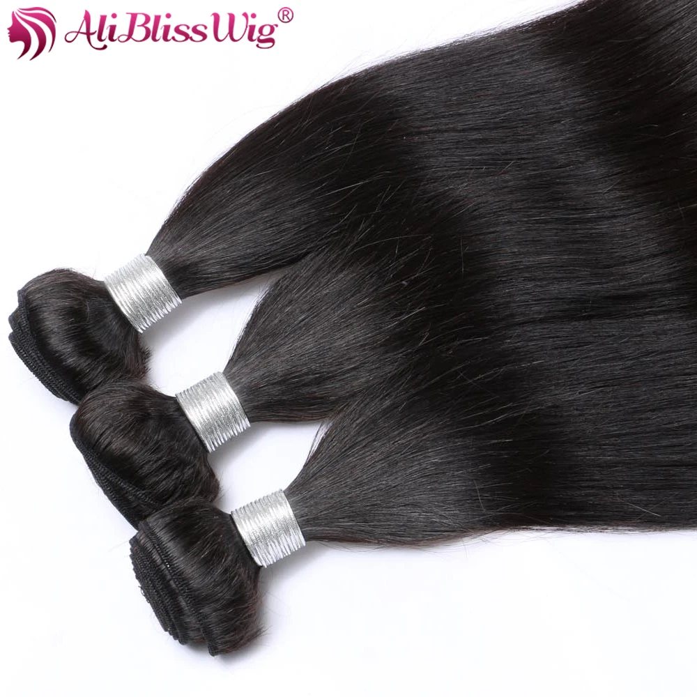 AliBlissWig пучки волос Remy яки прямые бразильские пряди наращивание волос локоны волосы Light Yaki наращивание 1 шт