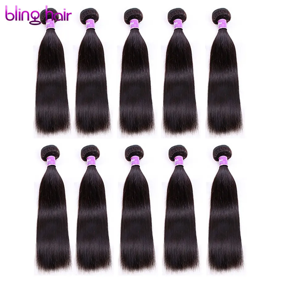 

Bling Hair 10 Bundles Deals Brazilian Hair Weave Bundles Straight Human Hair Bundles Remy Extensions Natural Color Free Shipping