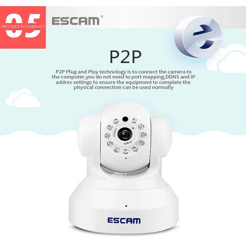 ESCAM 720P Hd Mini Wifi Ip Camera Wireless Home Security Cctv Camera P2P Baby Monitor Support Micro Sd Card Two Way Audio QF001 escam qf100 p2p ip camera 720p hd wifi wireless baby monitor pan tilt security camera onvif night vision support micro sd card