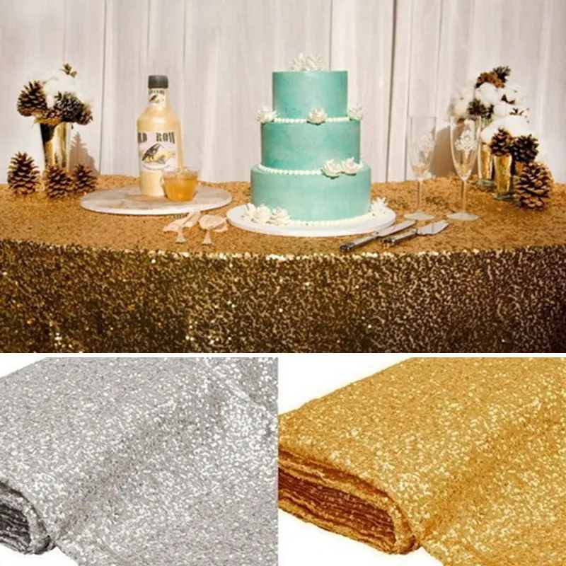 

Nordic 120x180cm Sequin Tablecloth Rectangle Designed Wedding Festival Champagne