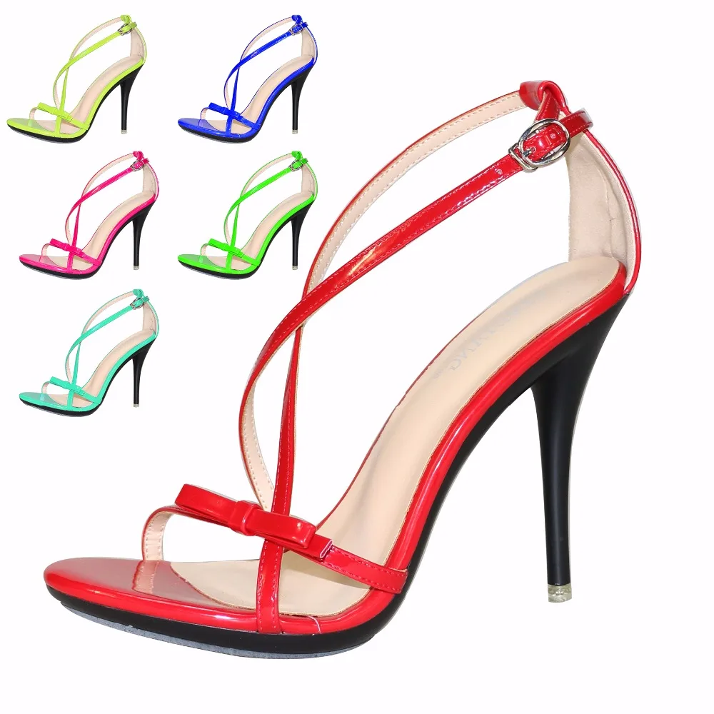 

2018 Summer New 10.5CM Sexy Stiletto Heels Fashion Cross Strap Butterfly -knot Women's Sandals Shoes Candy Colors Sandals32-42