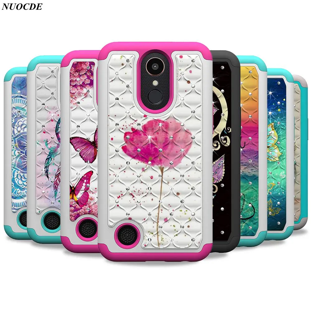 

NUOCDE Hybrid Heavy Duty Rugged Armor PC TPU Case For LG K10 2017 Diamond Full Protection Cases Cover For LG K10 2017 X400 M250N