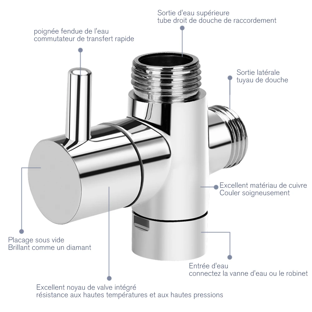 Латунь 3 Way Diverter Тройник Разъем адаптер 1/2 "t-адаптер запорный клапан для душевой головки кран фильтр для воды переключатель ванная комната