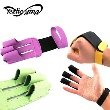 

Brand Outdoor Hunting Bow Arrow Finger Protective Brown Cowskin Finger Tab Glove For Recurve Hunting Bow Archery Shooting Glo