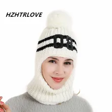 Высококачественная шерстяная Хлопковая шапочка, шарф, вязанная подкладка, зимние шапки, женские Теплые Меховые помпоны, шапка черепки и вязаные шапки для мужчин и женщин