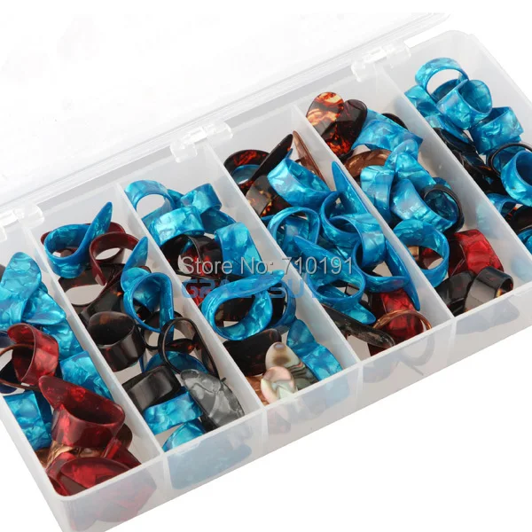 

100pcs Guitar Celluloid Thumb Pick Finger Plectra Ring Shape Plectrum Assorted Color - Alice AP-100N palheta