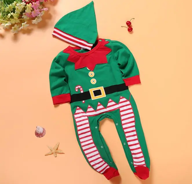 Детские комбинезоны г. Ropa De Bebe, Рождественский детский костюм с капюшоном зимняя одежда комбинезоны, хлопковые куртки для новорожденных, одежда Топ+ шапка