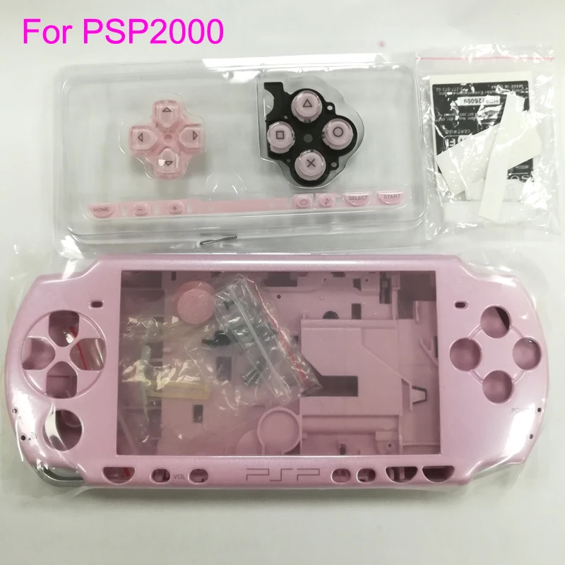 

Pink Color Replacement Parts Full Set Housing Shell Case for PSP 2000 Slim PSP2000 with Buttons kit +screws
