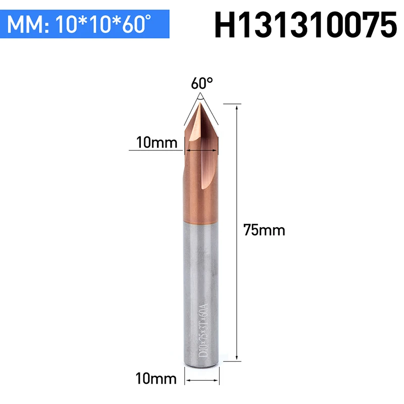 HUHAO 1 шт. карбида вольфрама прямой паз для снятия фаски Фрезы 60/90/120 градусов с ЧПУ инструмент для лазерной гравировки машина Концевая фреза - Длина режущей кромки: H131310075