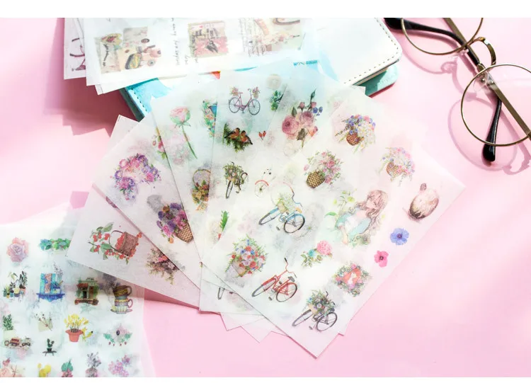 6 листов/упаковка Фэнтези канцелярские наклейки милый кот наклейки милые цветы наклейки для детей сделай сам Дневник Декоративные Скрапбукинг