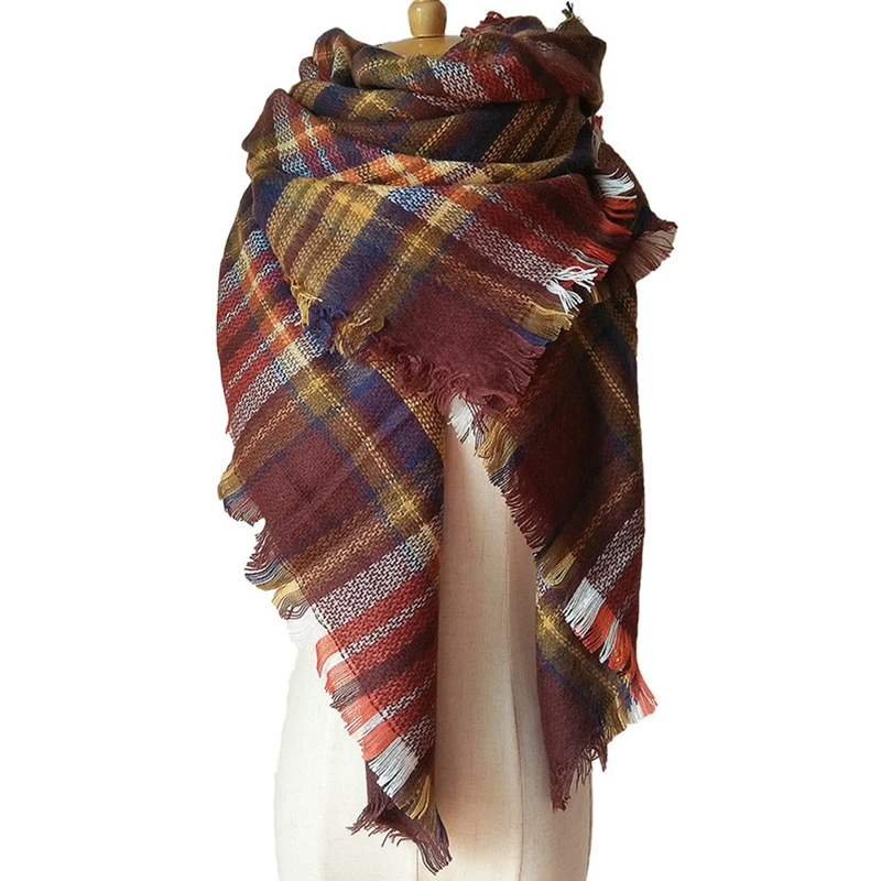 Зимний шарф клетчатый кашемировый шарф, Женский клетчатый шарф, дизайн, базовые шали, женские шарфы и повязки
