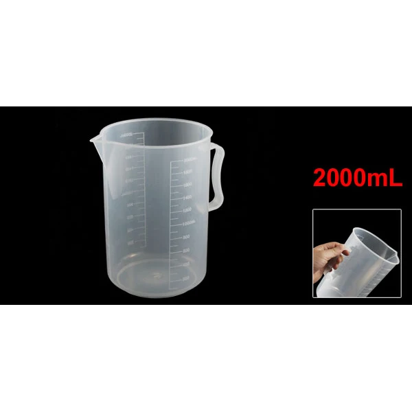 Лабораторный прозрачный белый пластик 2000 мл мерный стакан