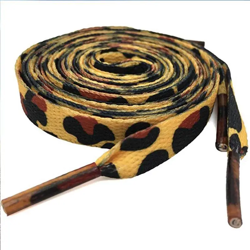 

1cm*120cm Fashion Sneaker Shoelaces Flat Leopard Print Elastic Shoe Laces Athletic Shoelace