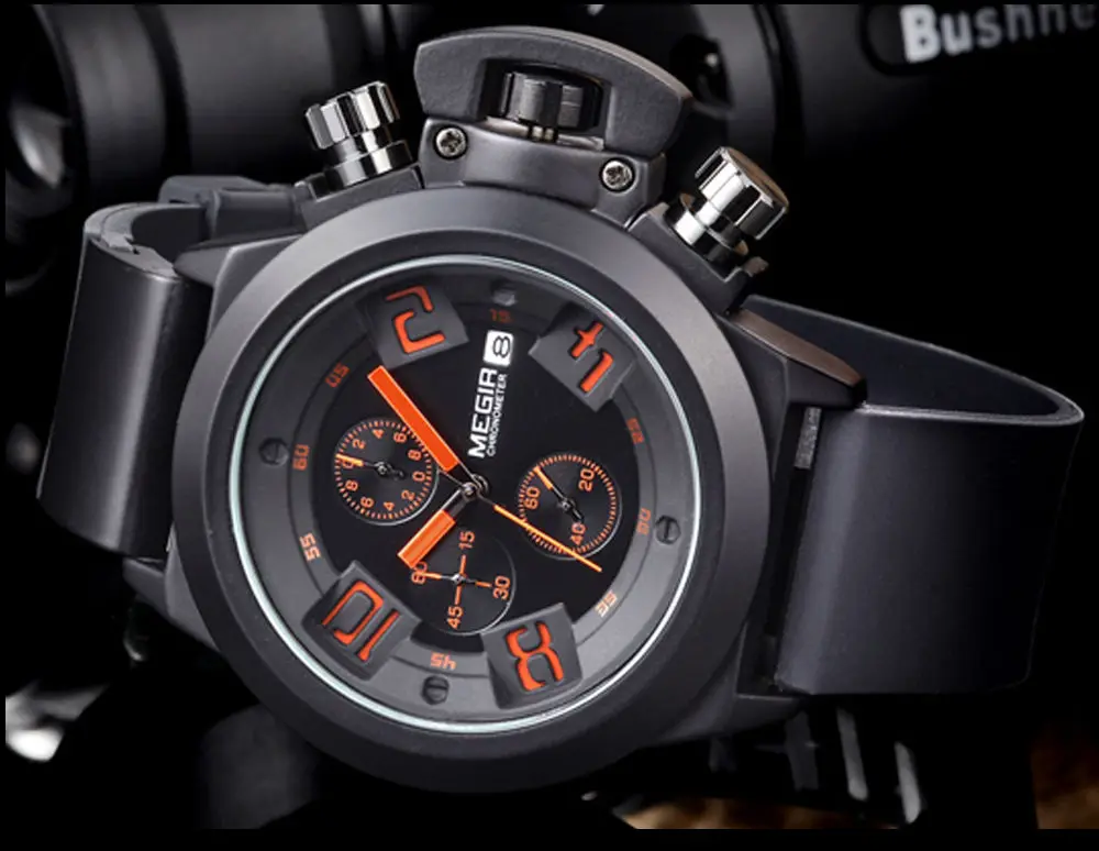 Мужские часы с хронографом Топ люксовый бренд Megir мужские военные спортивные наручные часы с силиконовым ремешком кварцевые часы Relogio Masculino