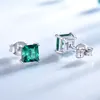 UMCHO 100% 925 Sterling Silver Emerald Stud Earrings for Women Princess-cut Gemstone Birthstone Fashion Korea Earrings Jewelry ► Photo 2/5