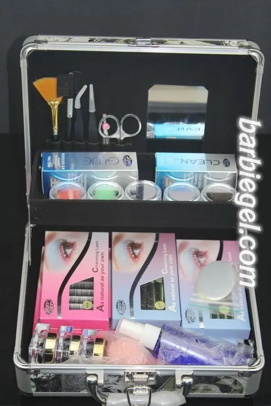 

2014 New Professional High Quality False Extension Eyelash Glue Brush Kit Set with Box Case Salon Tool