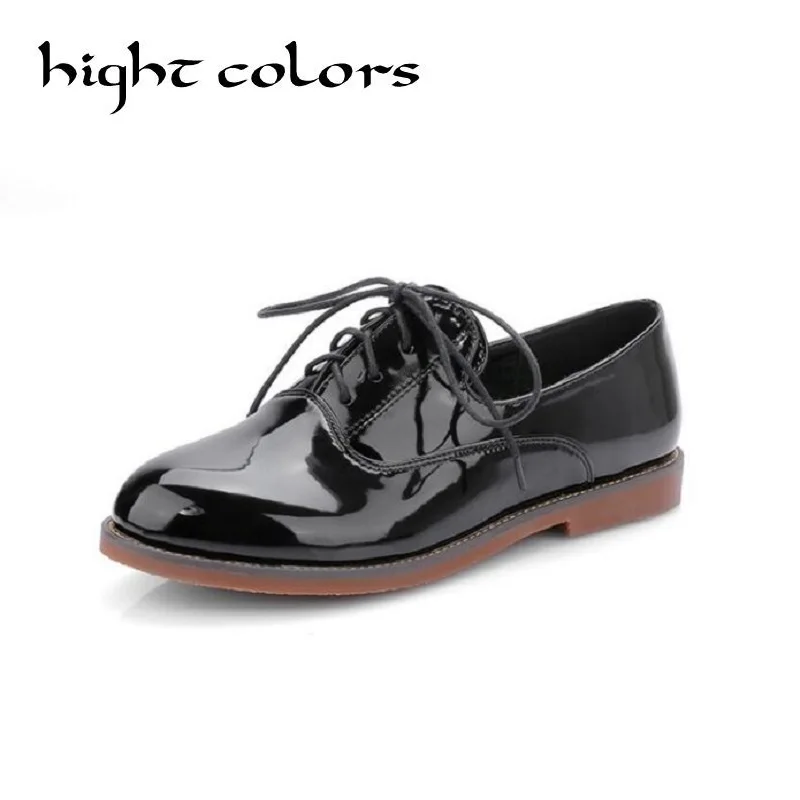 New Patent Leather Female Casual Boat Shoes Flat Shoes ...