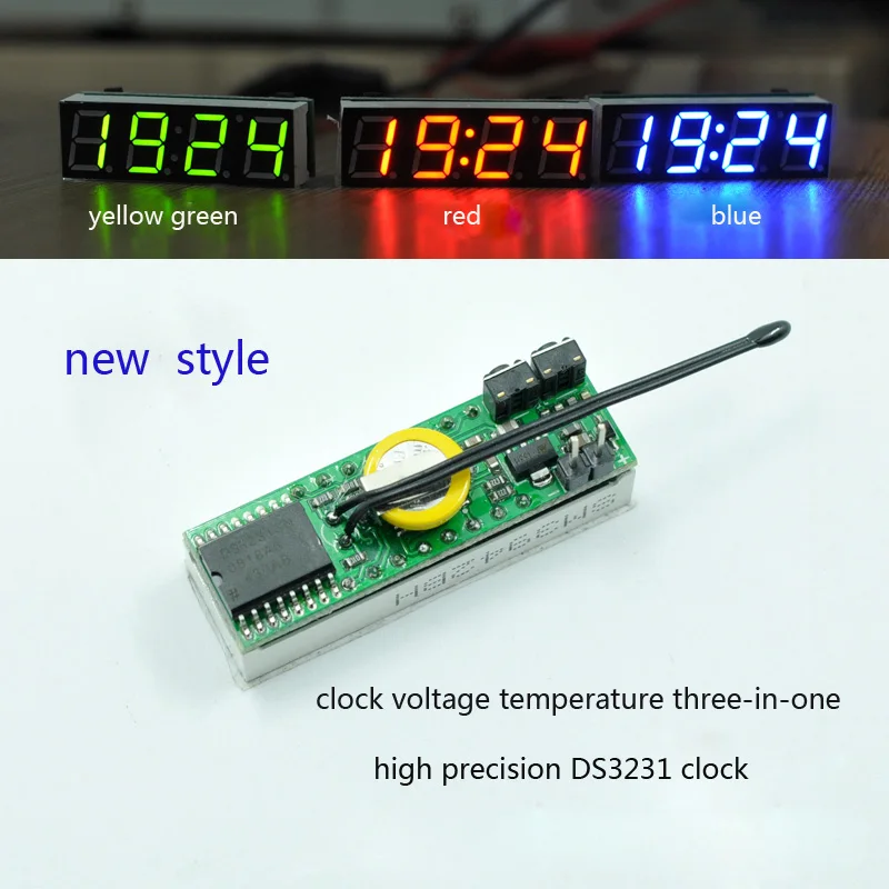 

LED DS3231SN OR RX8025T Digital Clock Temperature Voltage Module DIY Electronic with color yellow green
