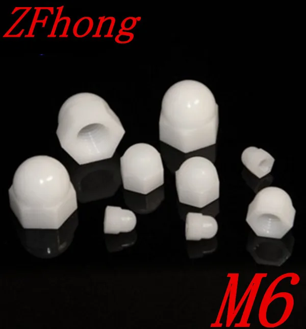 100pcs M6 White Nylon Plastic Hex Cap Nut, Nylon Acorn Nutin Nuts from