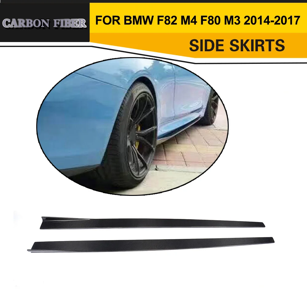 

Car Styling Carbon Fiber Car Side Body Skirts Apron for BMW F80 M3 & F82 M4 Coupe & Convertible 2-Door 2014-2017