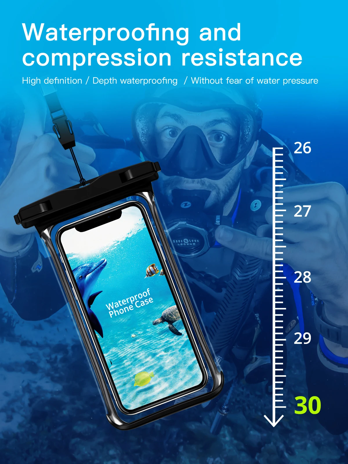 ANMONE Waterproof Smartphone Case Full View Underwater Pouch Transparent Dry Bags Swimming Diving Hiking Water Proof Covers