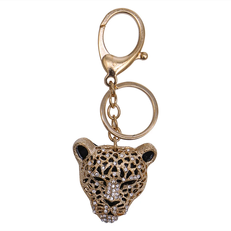 Rhinestone Cute Leopard Keyring Charm Pendant Key Ring Chain Keychain