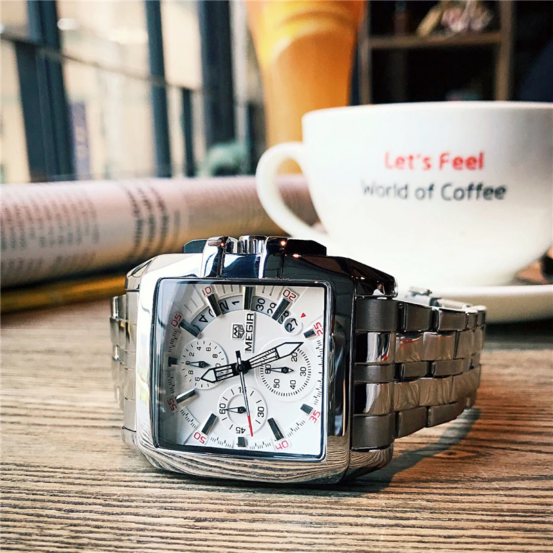 

MEGIR Male Date Chronograph Watches Men Luxury Brand Stainless Steel Business Watch Waterproof Quartz Military Male Wristwatch