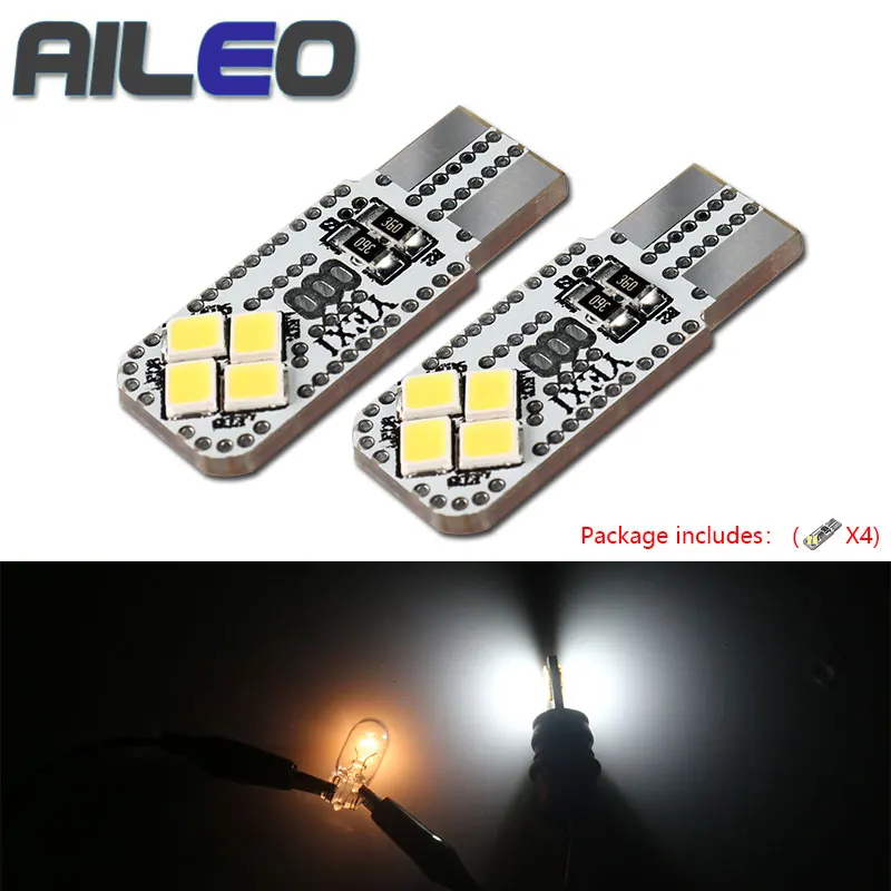 

4PCS Super Bright T10 W5W LED 3030 Car Lamps 168 194 Turn Signal License Plate Light Trunk Clearance Lights Reading Lamp White