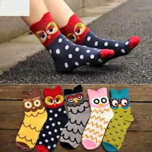 Горячая Хорошее качество Карамельный цвет Для женщин хлопковые носки трехмерная сова мультфильм носки Мода Сова Носки для девочек