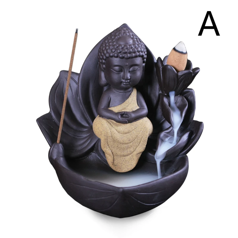 

Ceramic Burner Home Decoration Ornament Lotus Base Guanyin Bullet Backfolw Incense Burner Tathagata Censer Stick Holder
