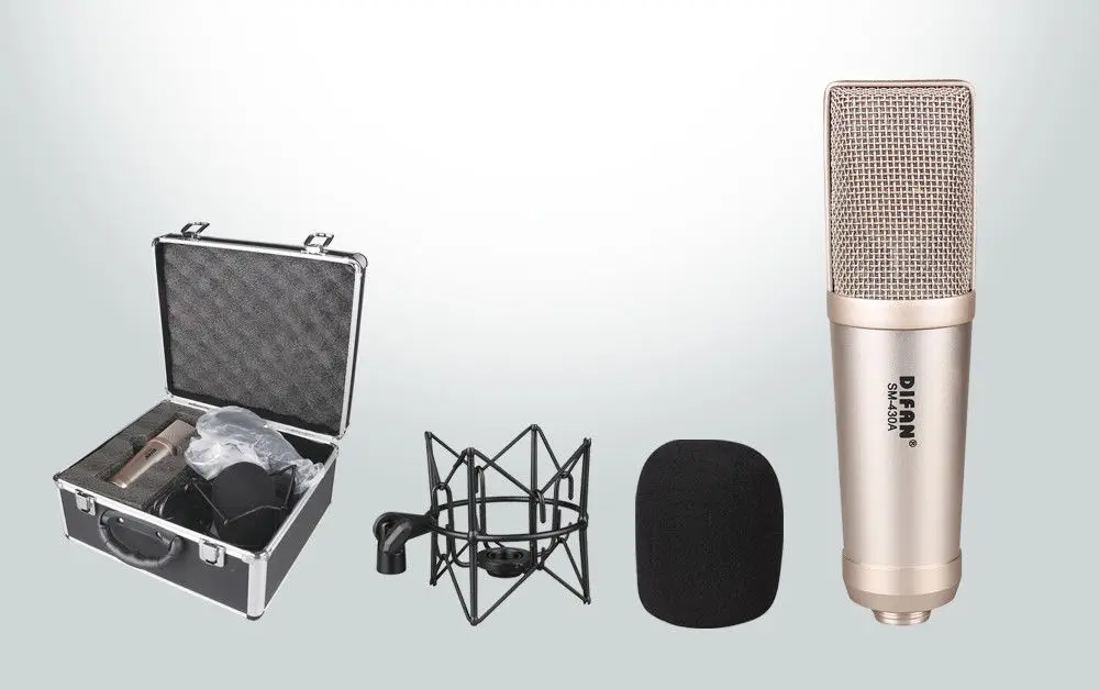 

New Professional Microphone Recording Studio Condenser XLR Cable Shock Mount Box