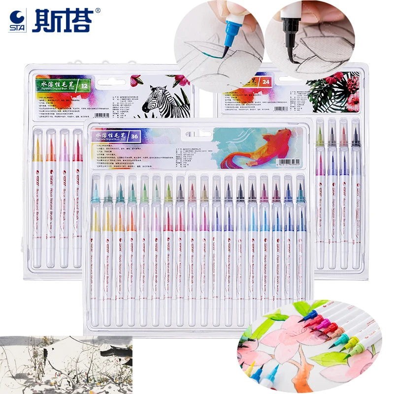 

STA Soft Brush Watercolor Pen 12/24/36 Color Premium Color Paint Marker For Coloring Book Manga Comic Calligraphy Art Supplies