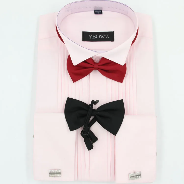 Для Мужчин's французские запонки с длинным рукавом платье рубашка мужской Формальные смокинг рубашка Размеры s и m ale свадебные рубашки для Для мужчин размеры S, M, l XXL, XXXL 5XL - Цвет: PINK