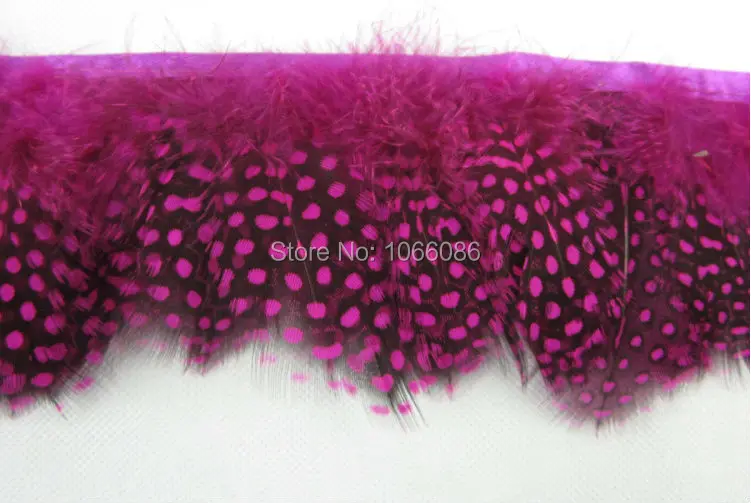 

Free shipping 10yards 6-8cm width Fuchsia dyed pearl chicken feather fringe Hackle feather ribbon pheasant feather trimming