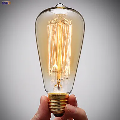 IWHD ампулы Винтаж Эдисон лампы ST64 E27 40W 220V подвесной светильник в стиле ретро лампа