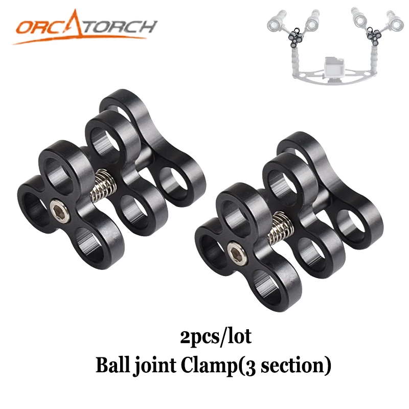 

2pcs/lot Aluminum Ball Joint Arms 3 Section Ball Joint Clamp Fill Light Lamp Holder For Diving Underwater Photography Torch