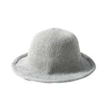 Зимняя модная однотонная теплая шапочка для бассейна, для покупок, дикий женский шерстяной головной убор, складная и удобная для переноски