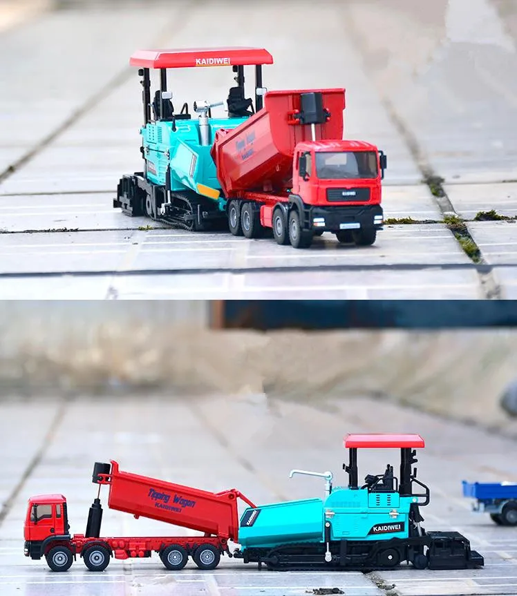 Goede Hoge imitatie Dump Vrachtwagens en Straatstenen model, 132 lichtmetalen techniek truck speelgoed voertuigen, metalen gietstukken, groothandel
