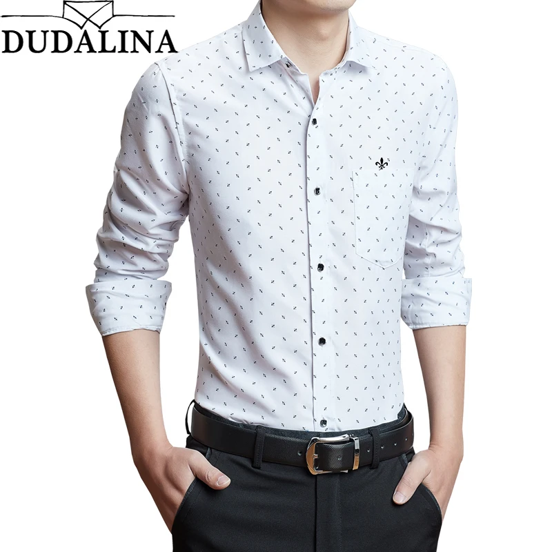 Achat DUDALINA Nouveau Automne Marque De Mode Hommes Vêtements Slim Fit Hommes Chemise À Manches Longues Hommes Plaid Casual Hommes Chemise Sociale Plus taille M 5XL