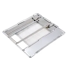 Ao ar livre dobrável de aço inoxidável torradeira placa portátil acampamento ao ar livre pão torradeira grill mochila caminhadas piquenique malha net g