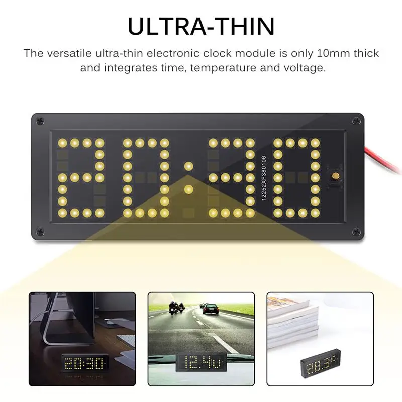 Автомобильный электронный цифровой термометр 3 в 1 регулируемые автомобильные часы светящийся вольтметр Высокоточный светодиодный индикатор напряжения Rx8025
