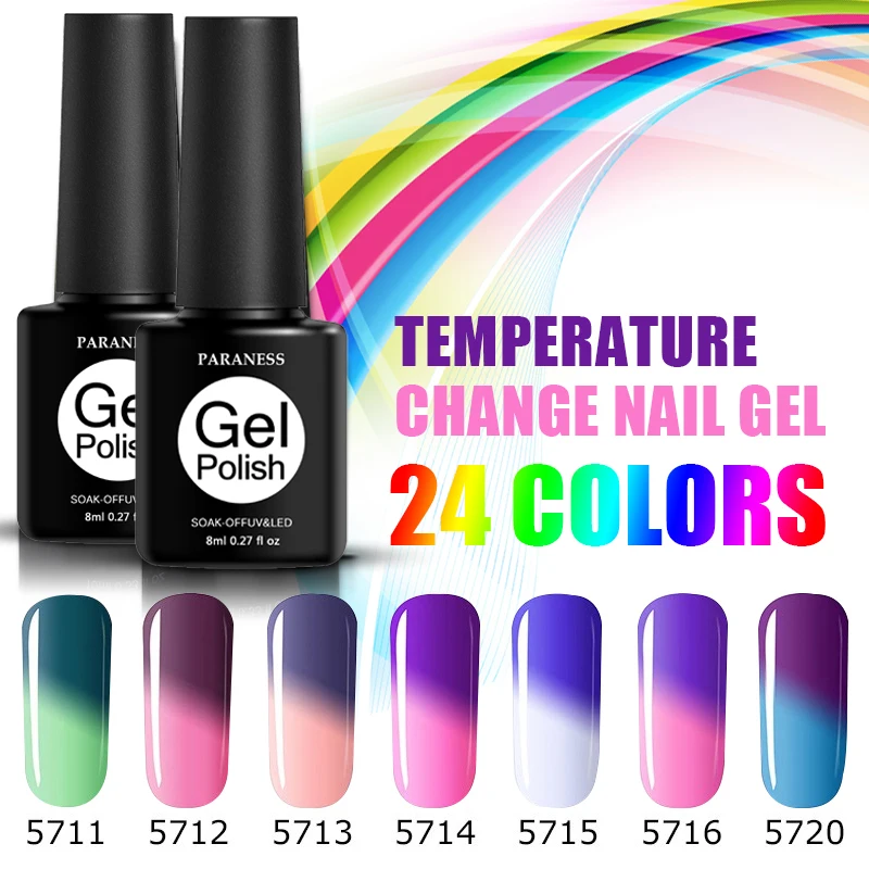 

Paraness Chameleon Uv Gel Nail Polish Thermal Gel Varnish Semi Permanent Temperature Changing Color UV Gel Nail Art