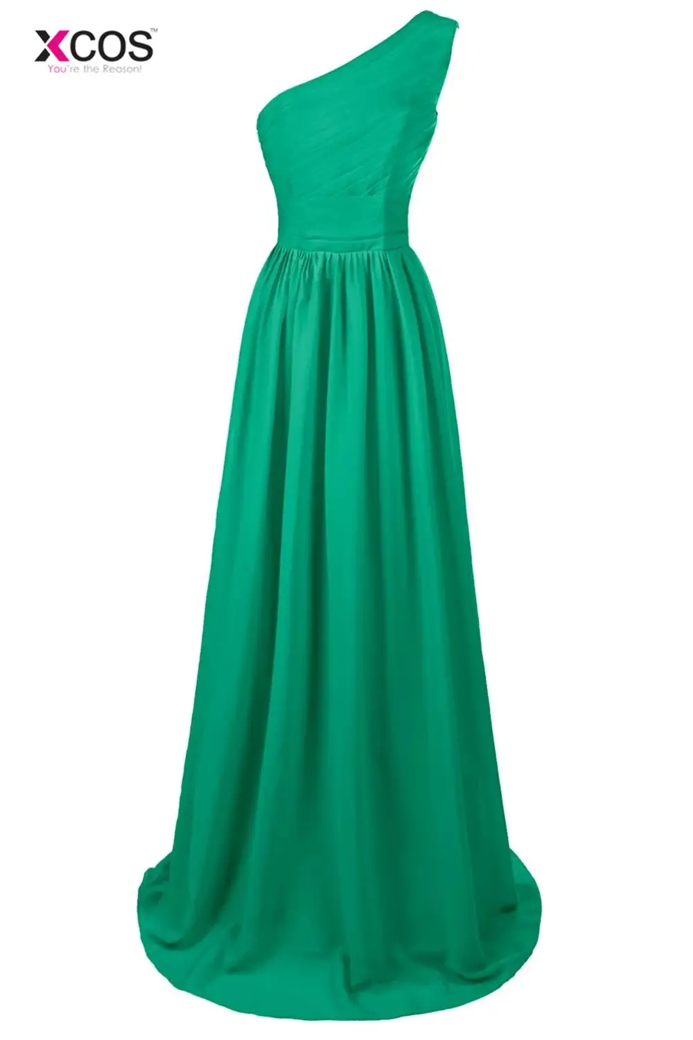 XCOS арбуз новые элегантные, на одно плечо Длинные свадебные платья женские длиной до пола шифоновые свадебные платья - Цвет: Green