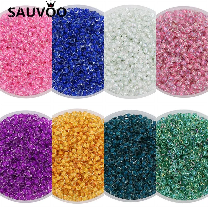 SAUVOO 2700pcs 8 Colors Glass Seed Beads Bulk Spacer Beads 2.5mm