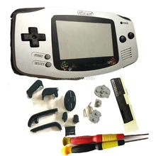 Полный комплект деталей чехол серебристого цвета для GameboyAdvance ручной корпус консоли с черными кнопками GBO DMG чехол для геймпада Mars Bros объектив